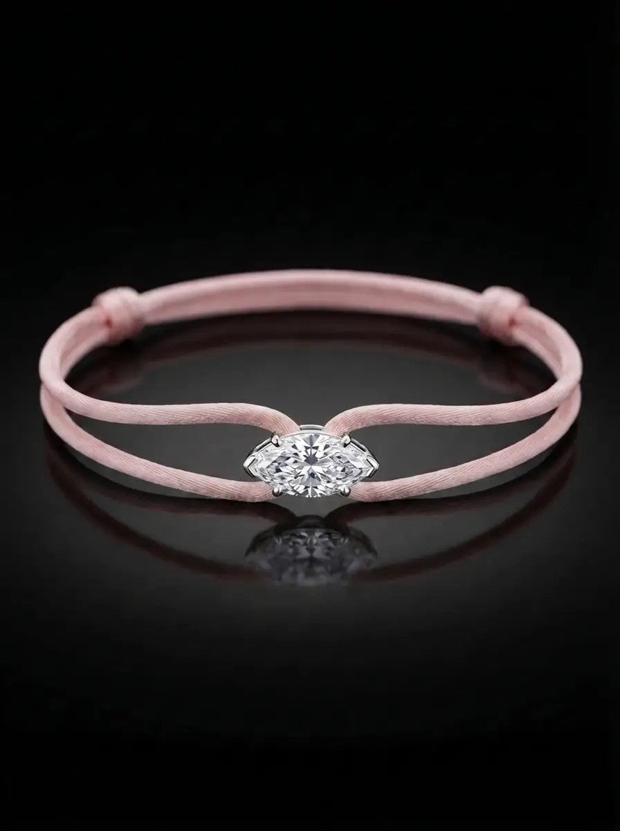 Diamond Satin Bracelet - Marquise, Pink