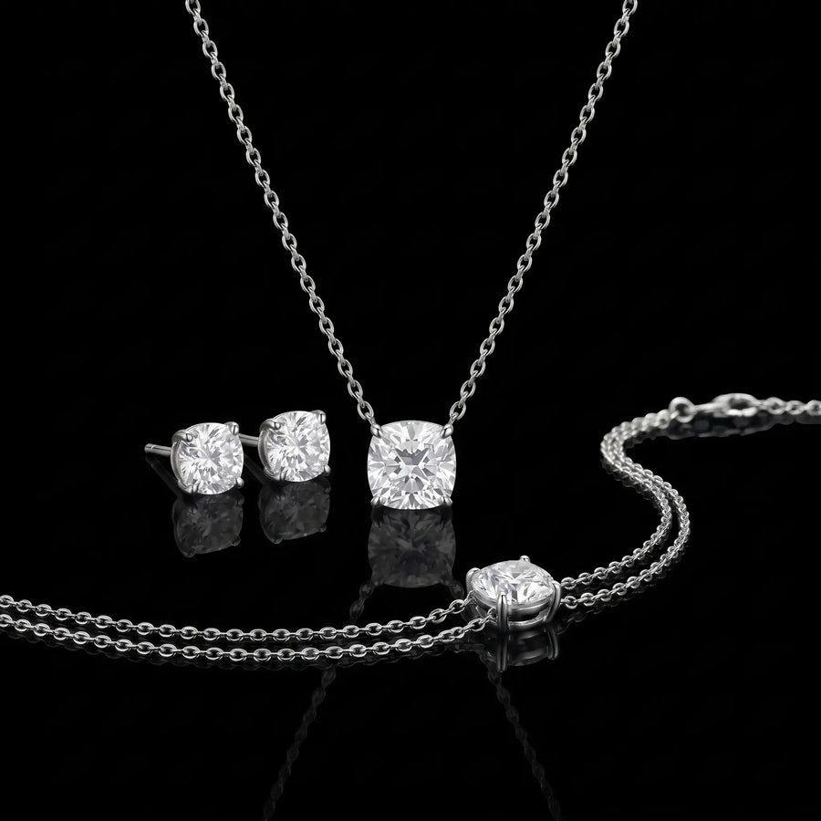 Diamond Set - Cushion, White Gold