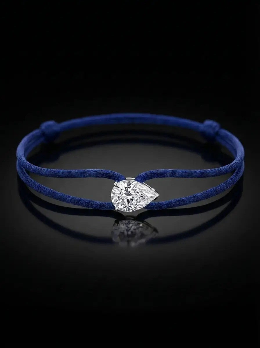 Diamond Satin Bracelet - Pear, Dark Blue