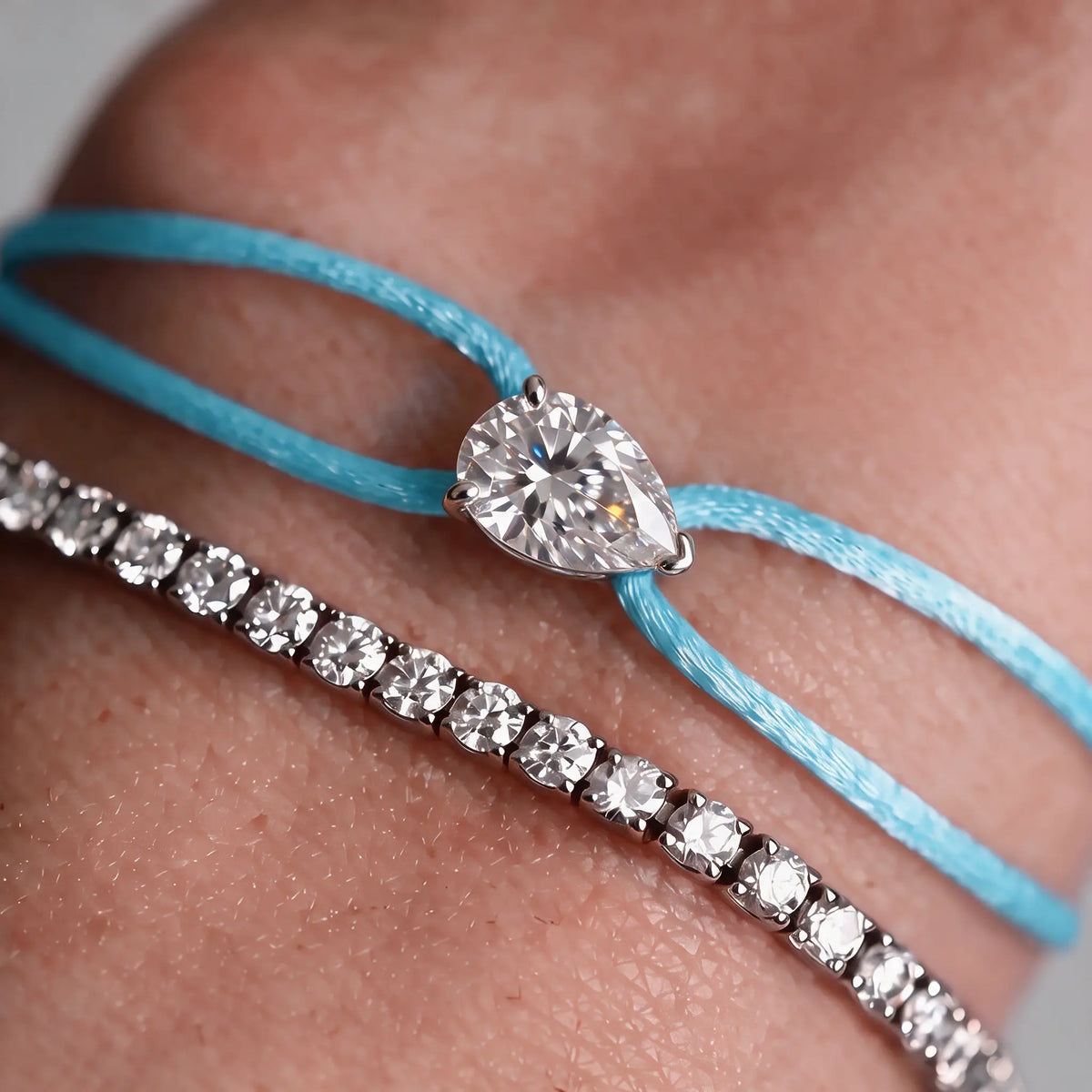 Diamond Satin Bracelet - Pear, Blue
