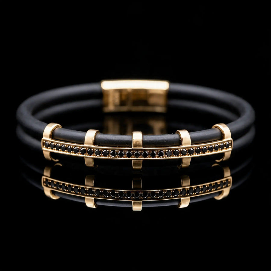 Diamond Rubber Bracelet - Yellow Gold