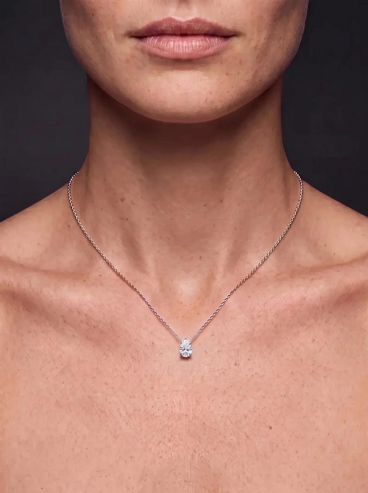 Diamond Necklace - Pear - One Carat - 4