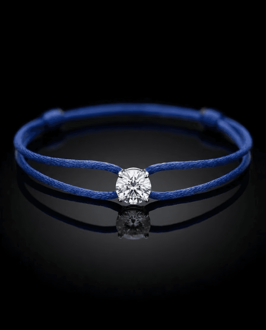 Diamond Satin Bracelet - Round, Dark Blue