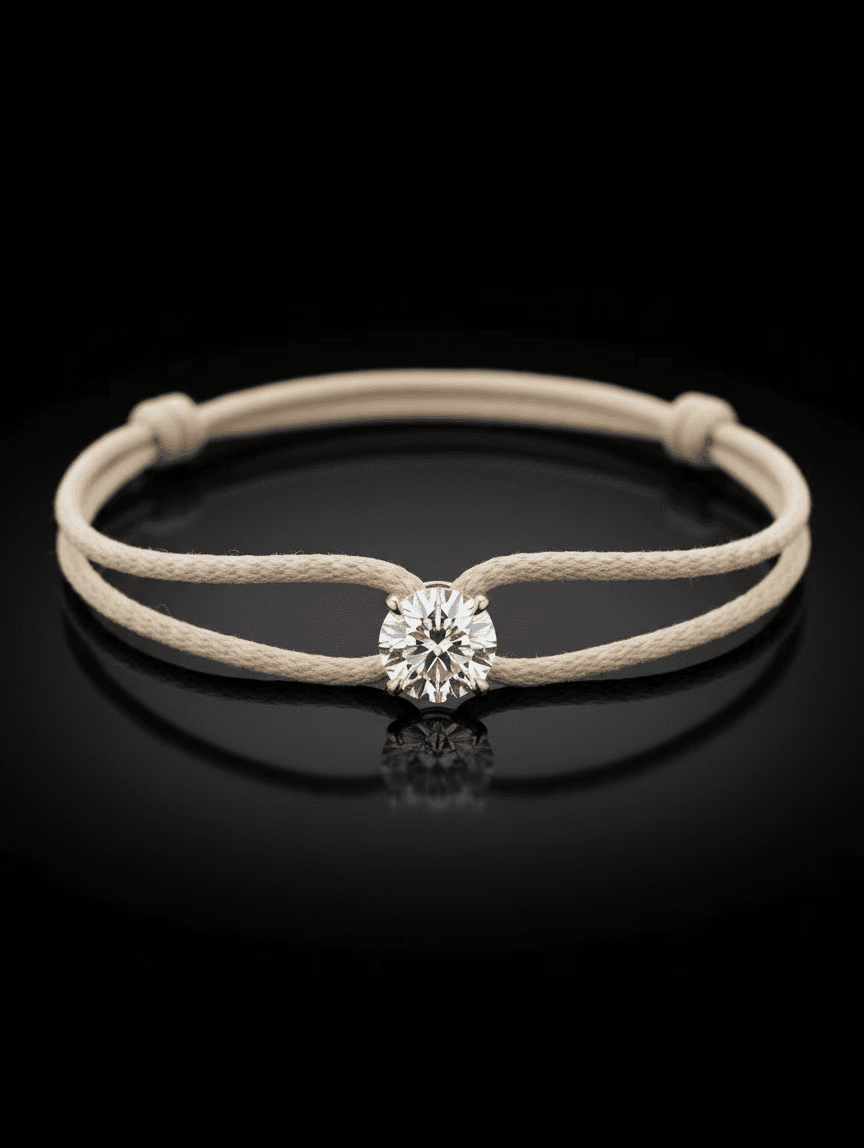 Diamond Satin Bracelet - Round, Ivory