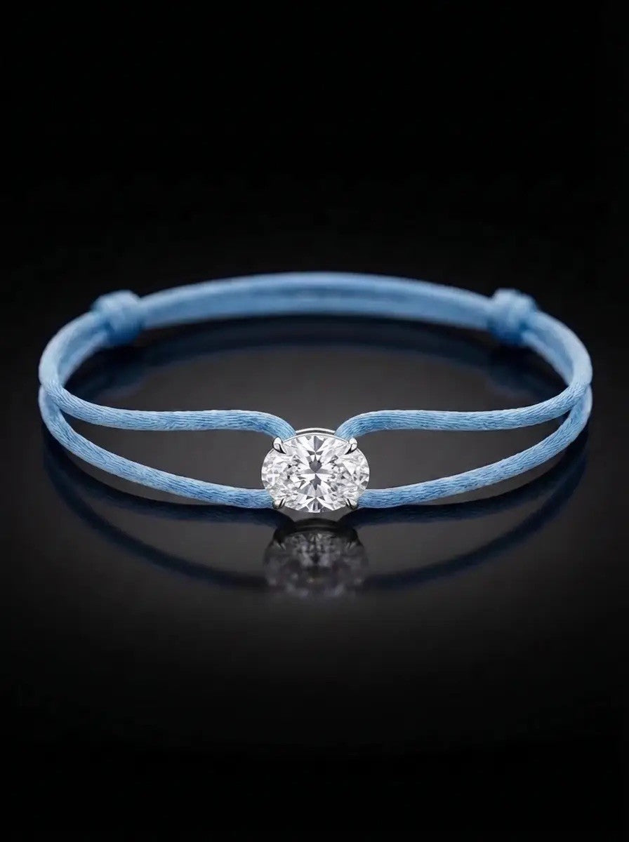 Diamond Satin Bracelet - Oval, Blue
