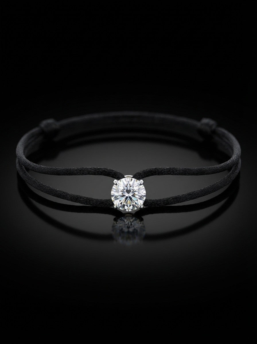 Diamond Satin Bracelet - Round, Black