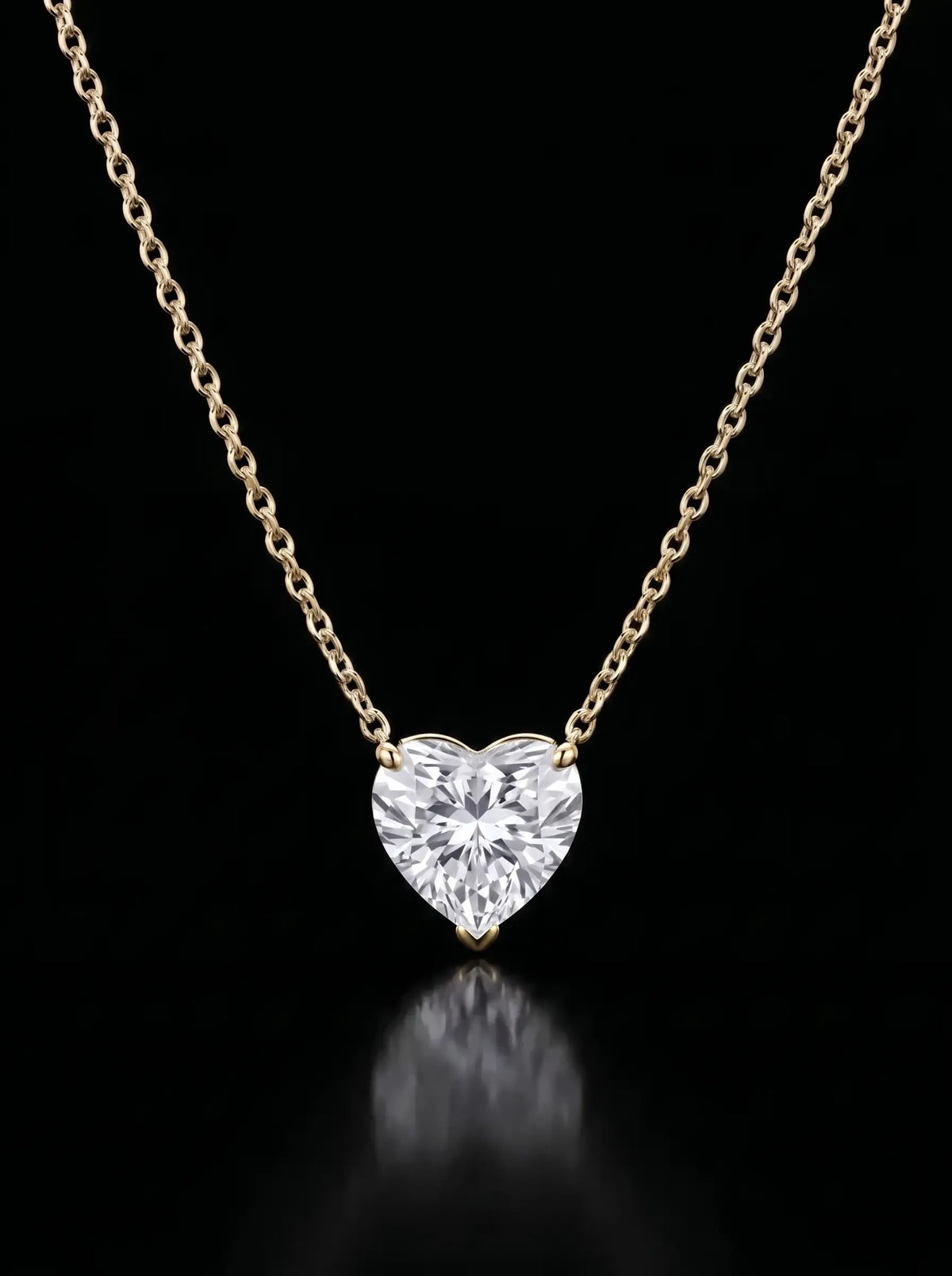 Diamond Necklace - Heart - One Carat, Yellow Gold
