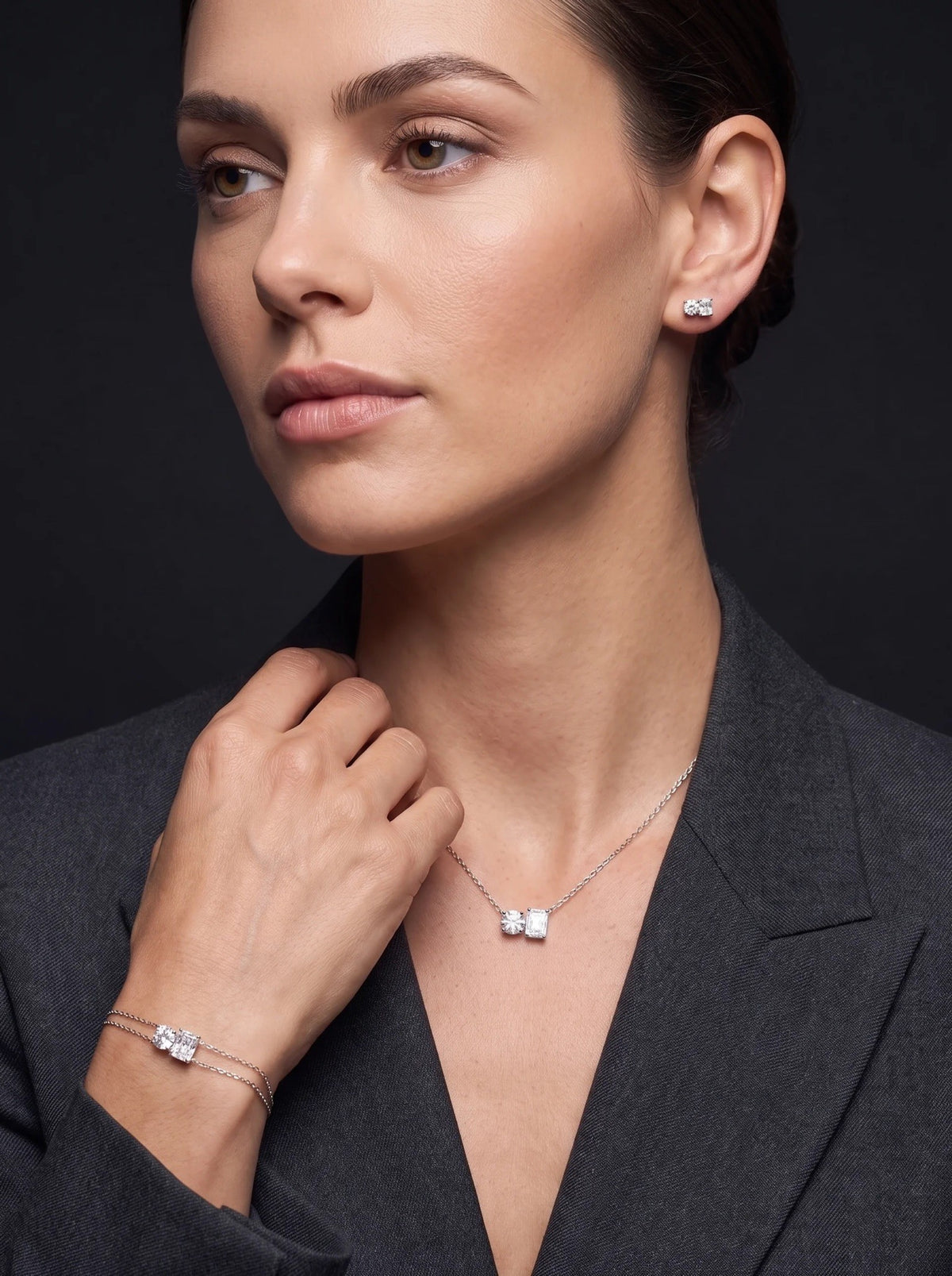 Diamond Set - Two Diamonds - Round & Radiant - 4