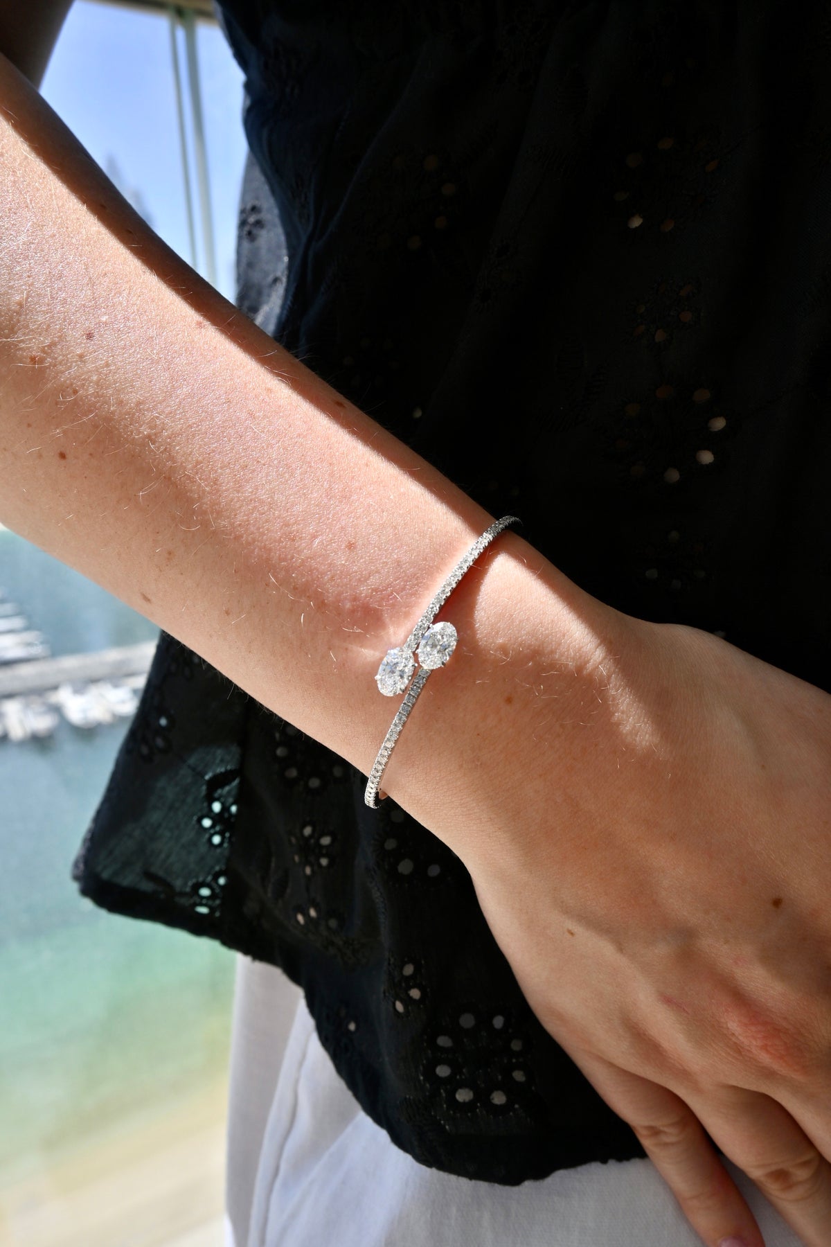 Diamond Bangle - Oval - 2