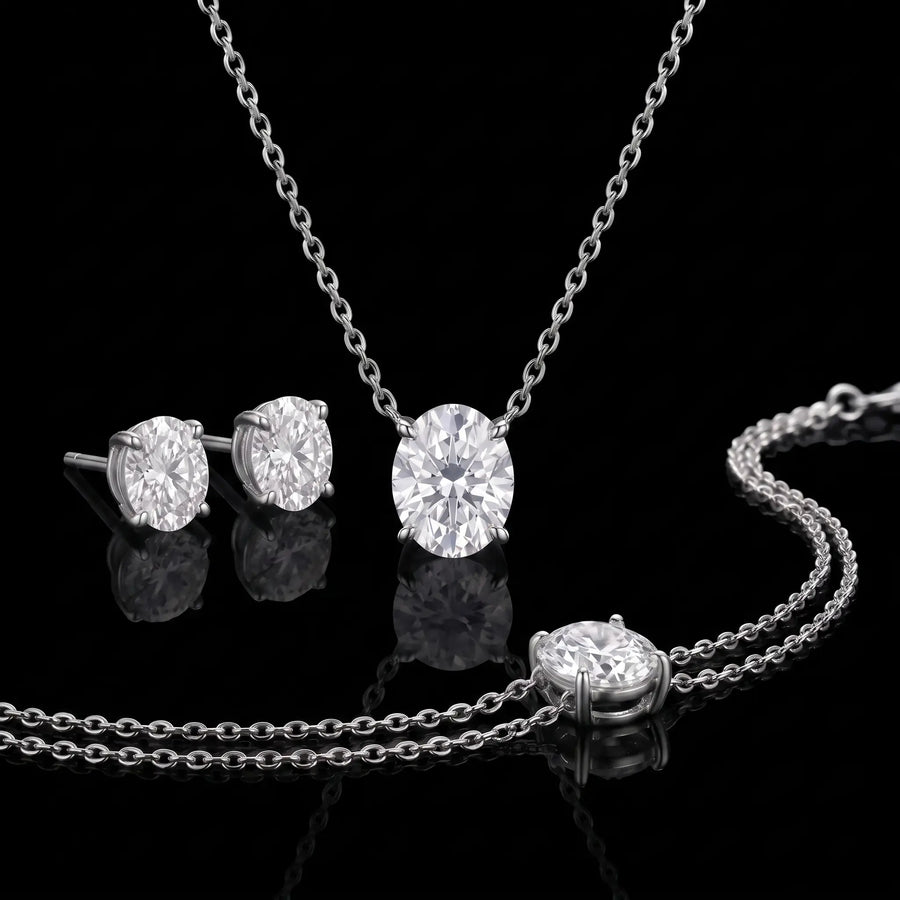 Diamond Set - Oval, White Gold