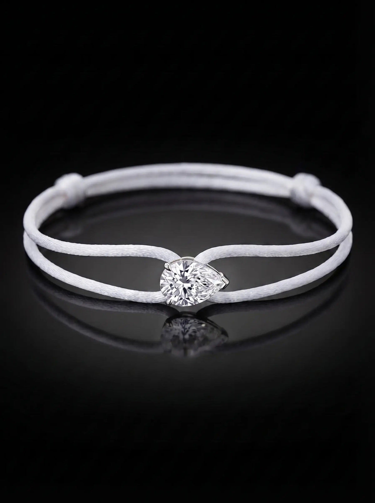 Diamond Satin Bracelet - Pear, White
