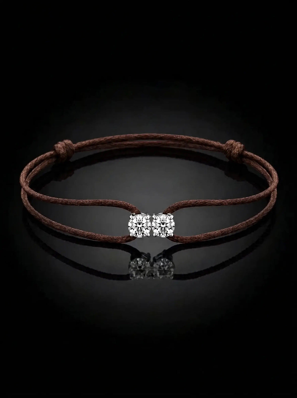 Diamond Satin Bracelet - Two Diamonds - Round & Round, Brown