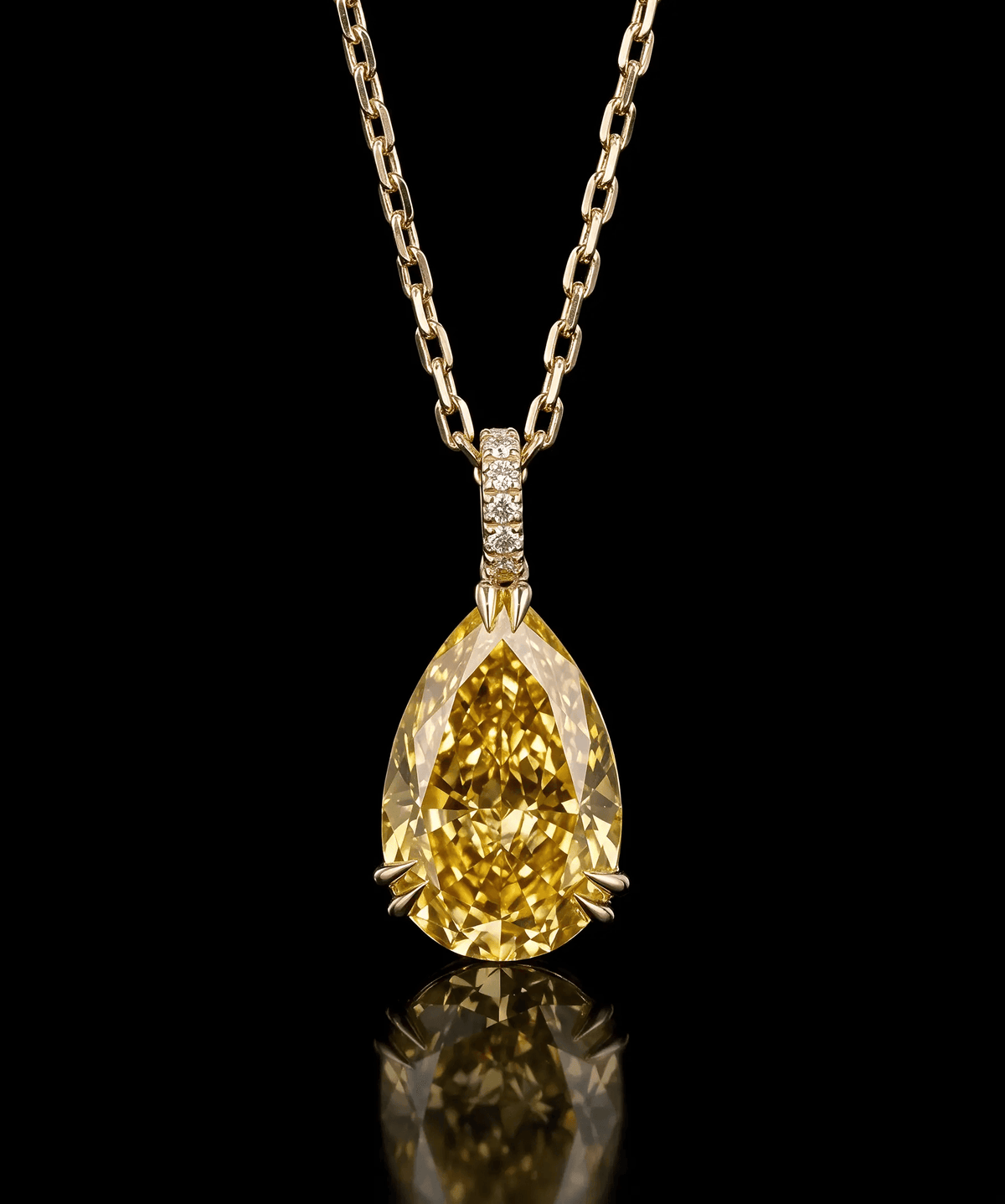 Yellow Diamond Pear Necklace