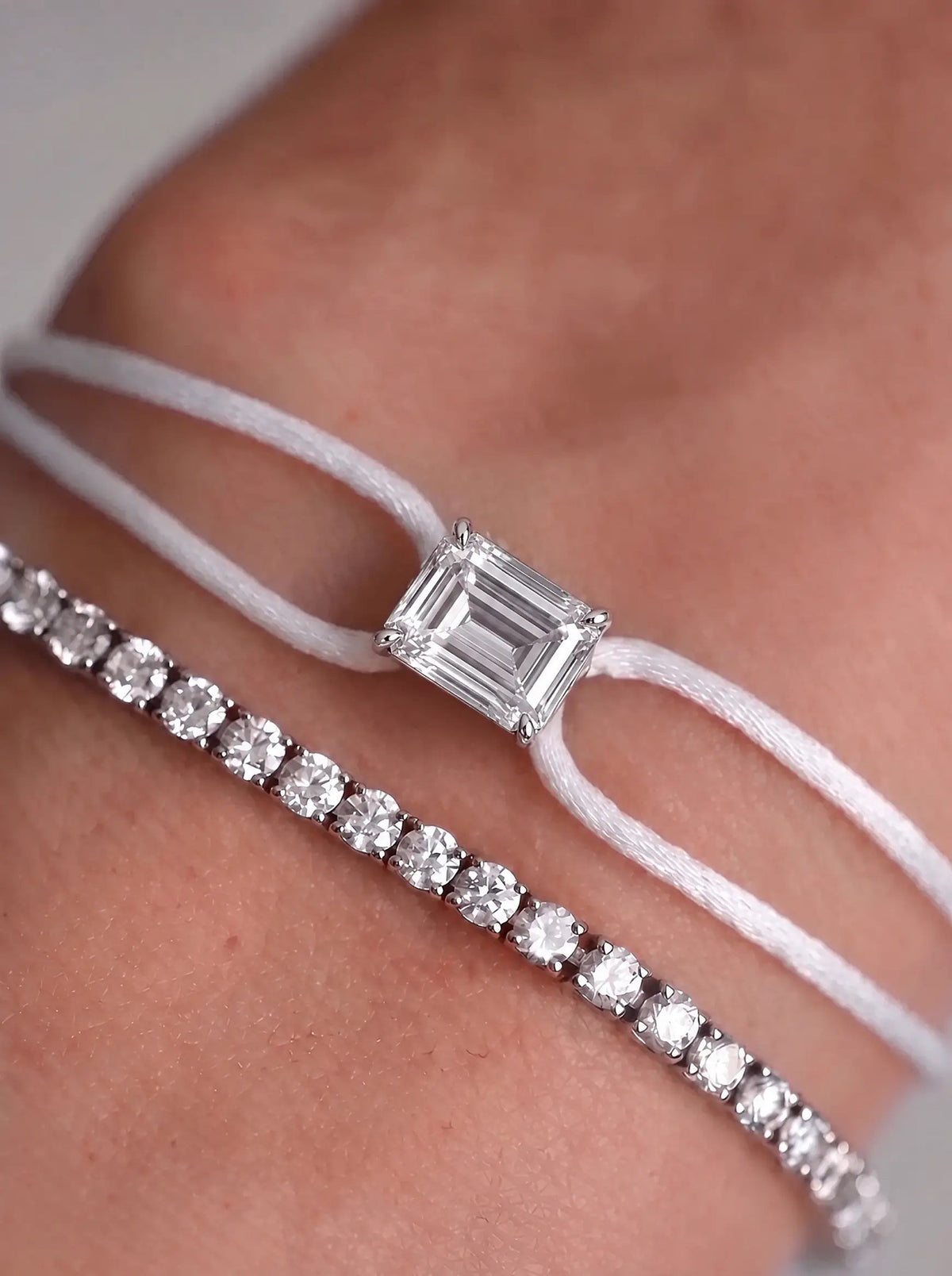 Diamond Satin Bracelet - Emerald, White