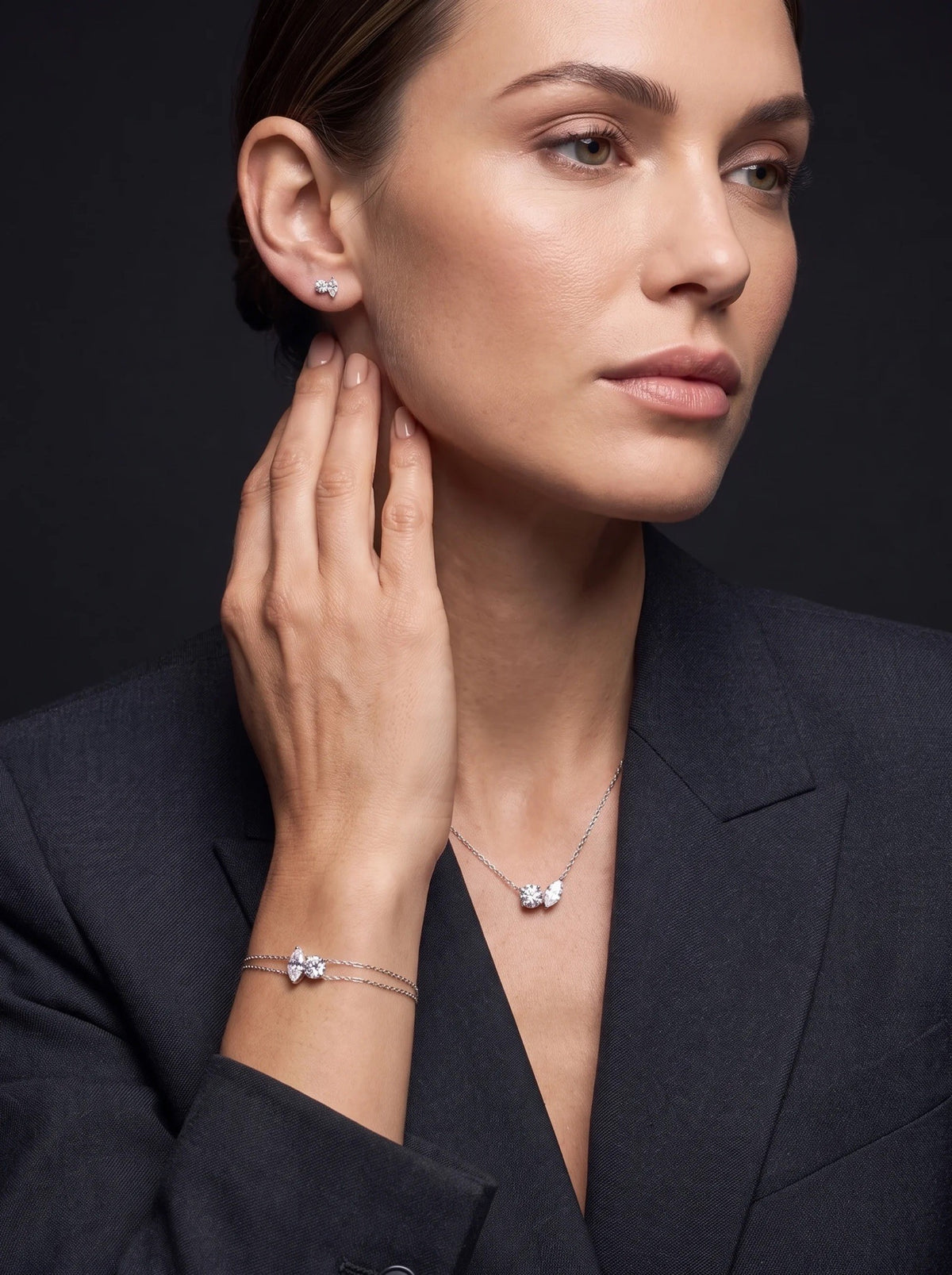 Diamond Set - Two Diamonds - Round & Marquise - 4