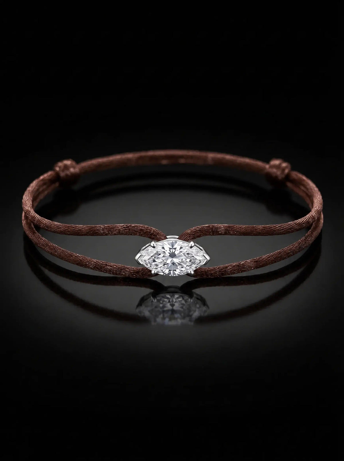 Diamond Satin Bracelet - Marquise, Brown