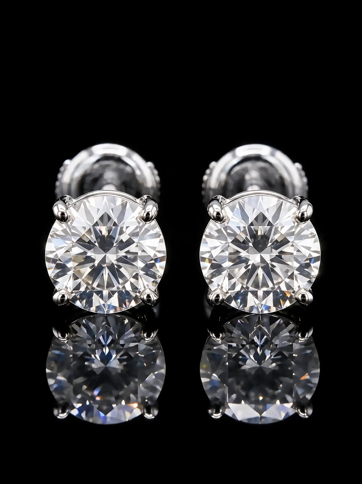 Diamond Studs - Round - One Carat, White Gold