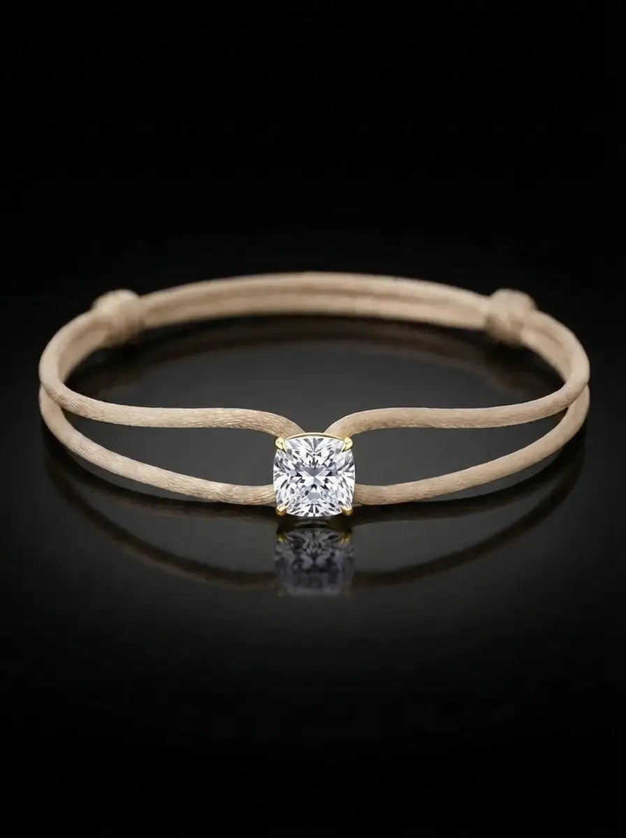 Diamond Satin Bracelet - Cushion, Ivory