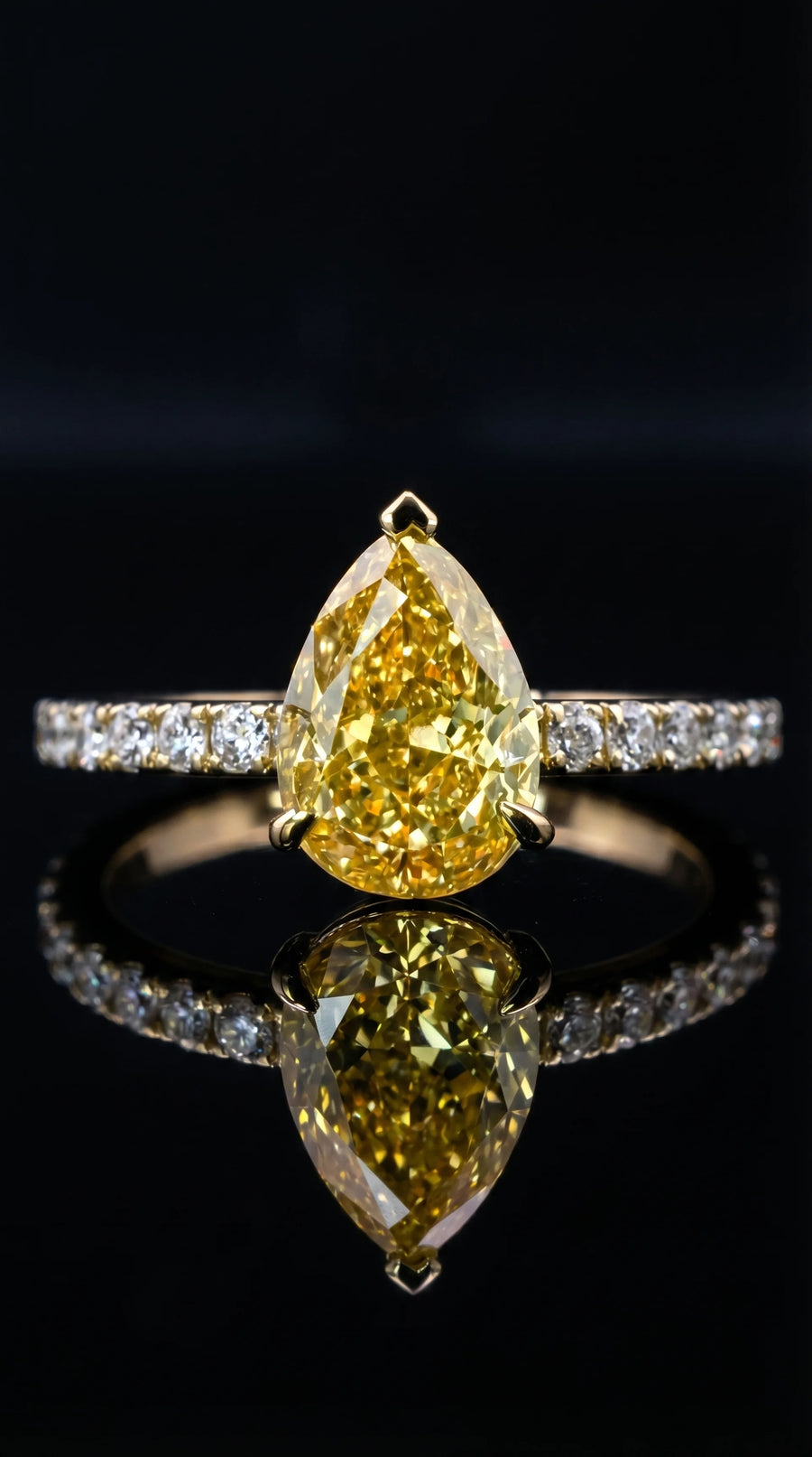 Pear Yellow Diamond Ring