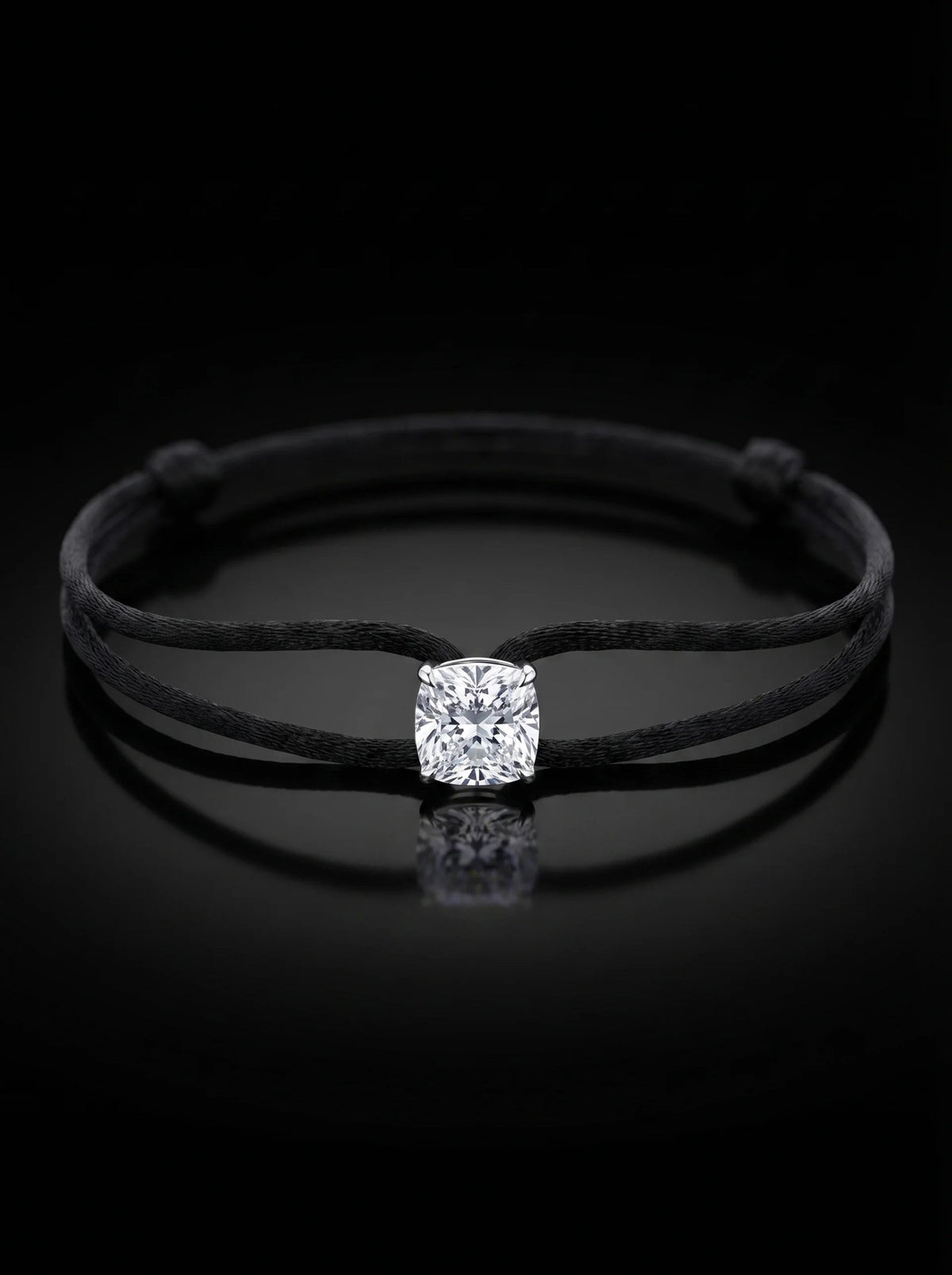 Diamond Satin Bracelet - Cushion, Black