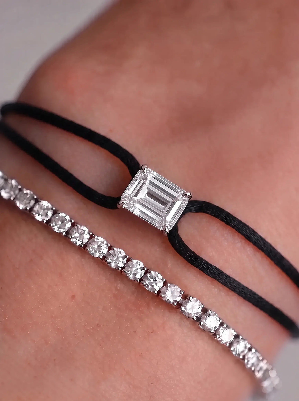 Diamond Satin Bracelet - Emerald, Black