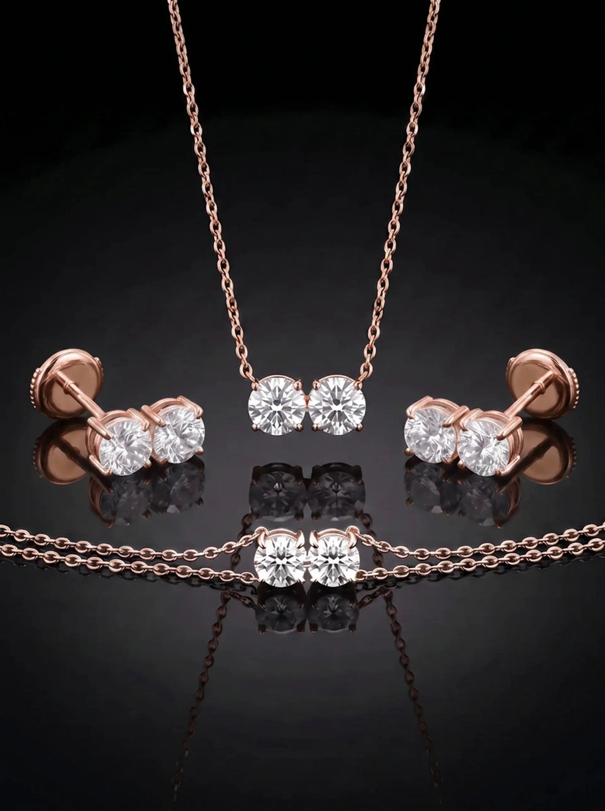 Diamond Set - Two Diamonds - Round & Round, Rose Gold