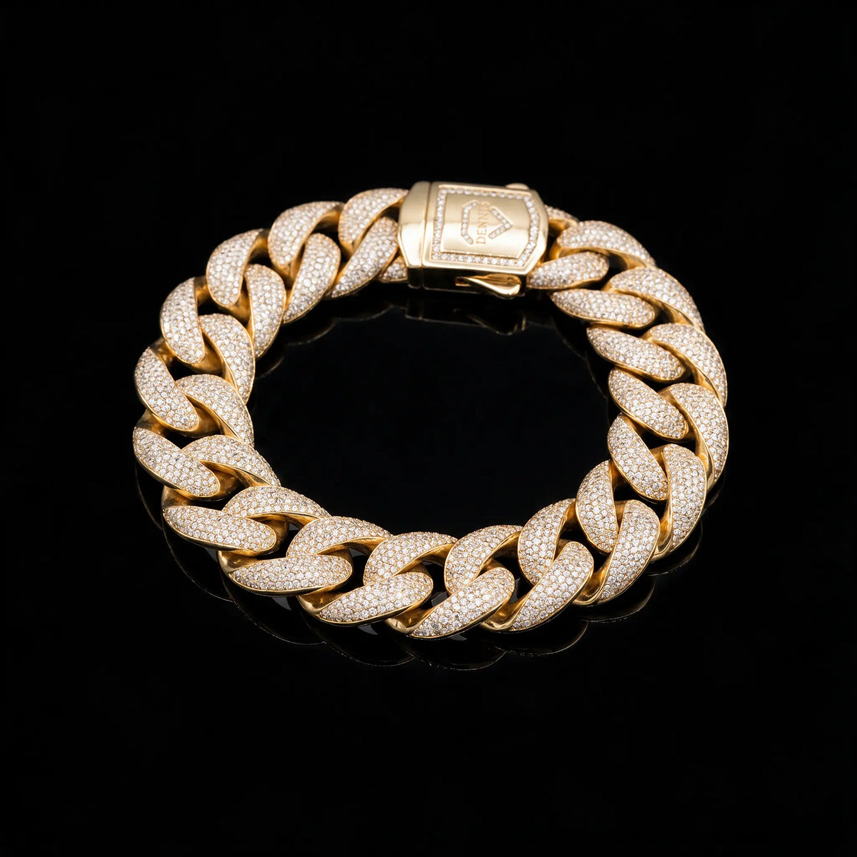 Diamond Cuban Bracelet - 16MM - Yellow Gold