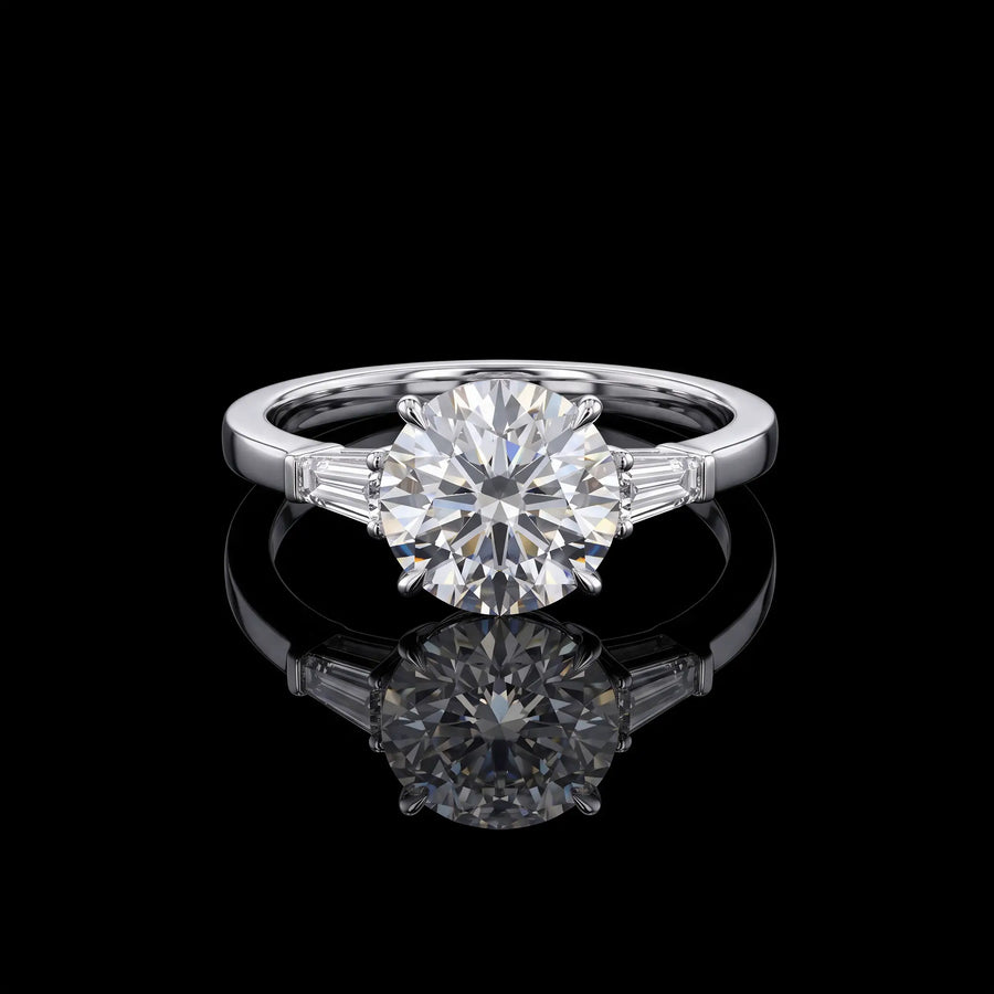 Round & Baguettes Diamond Ring