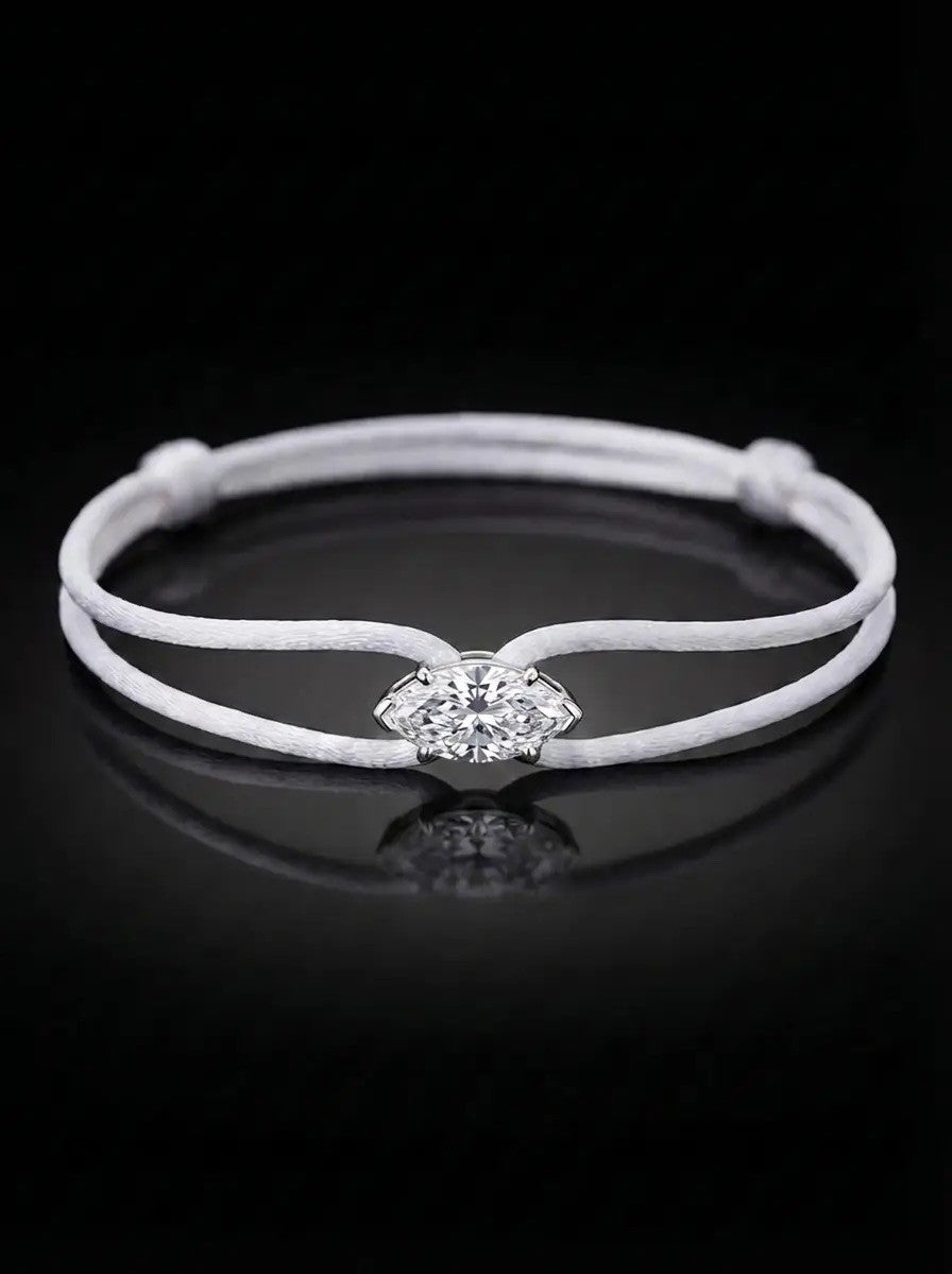 Diamond Satin Bracelet - Marquise, White