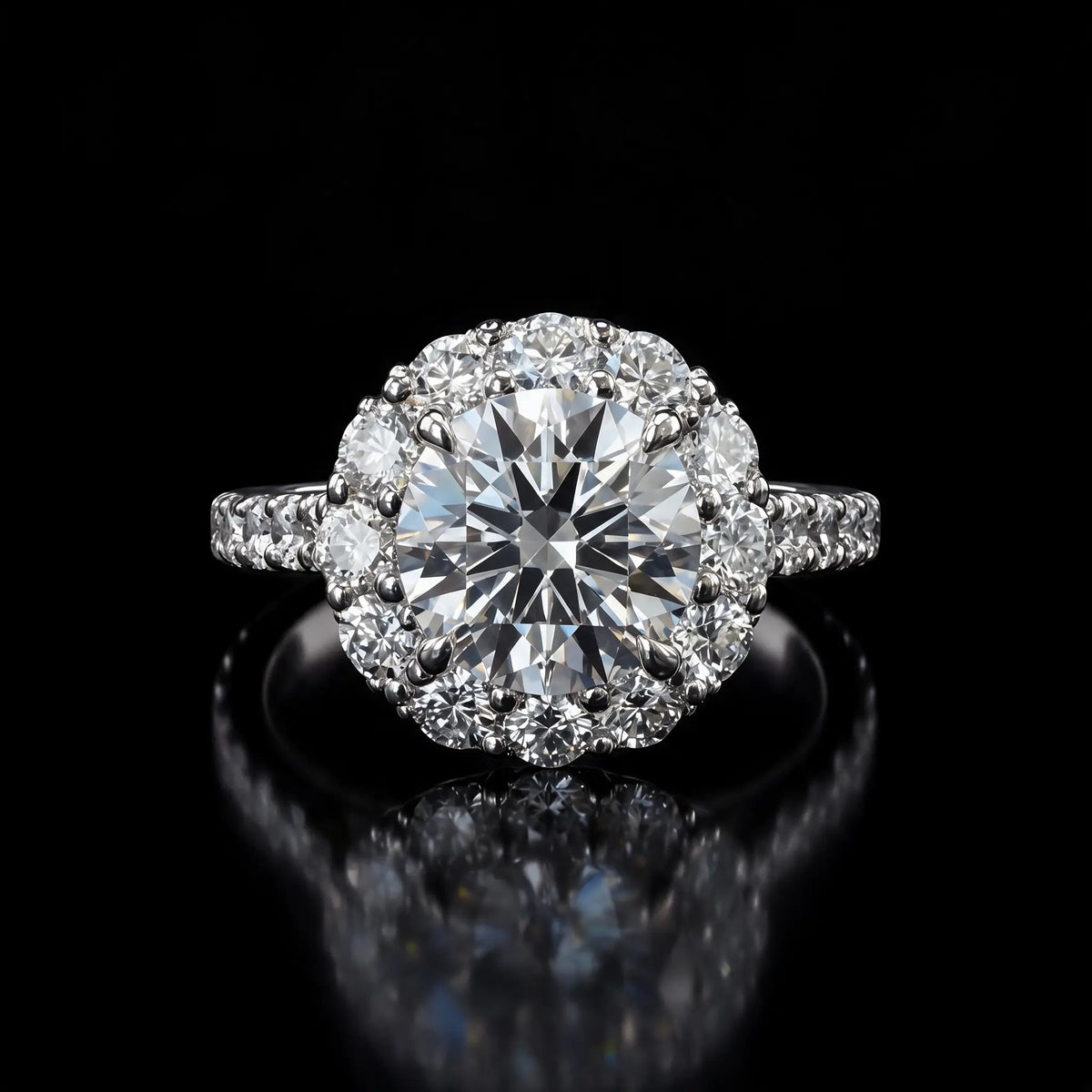 Round Diamond Ring with Halo - 3.98CT