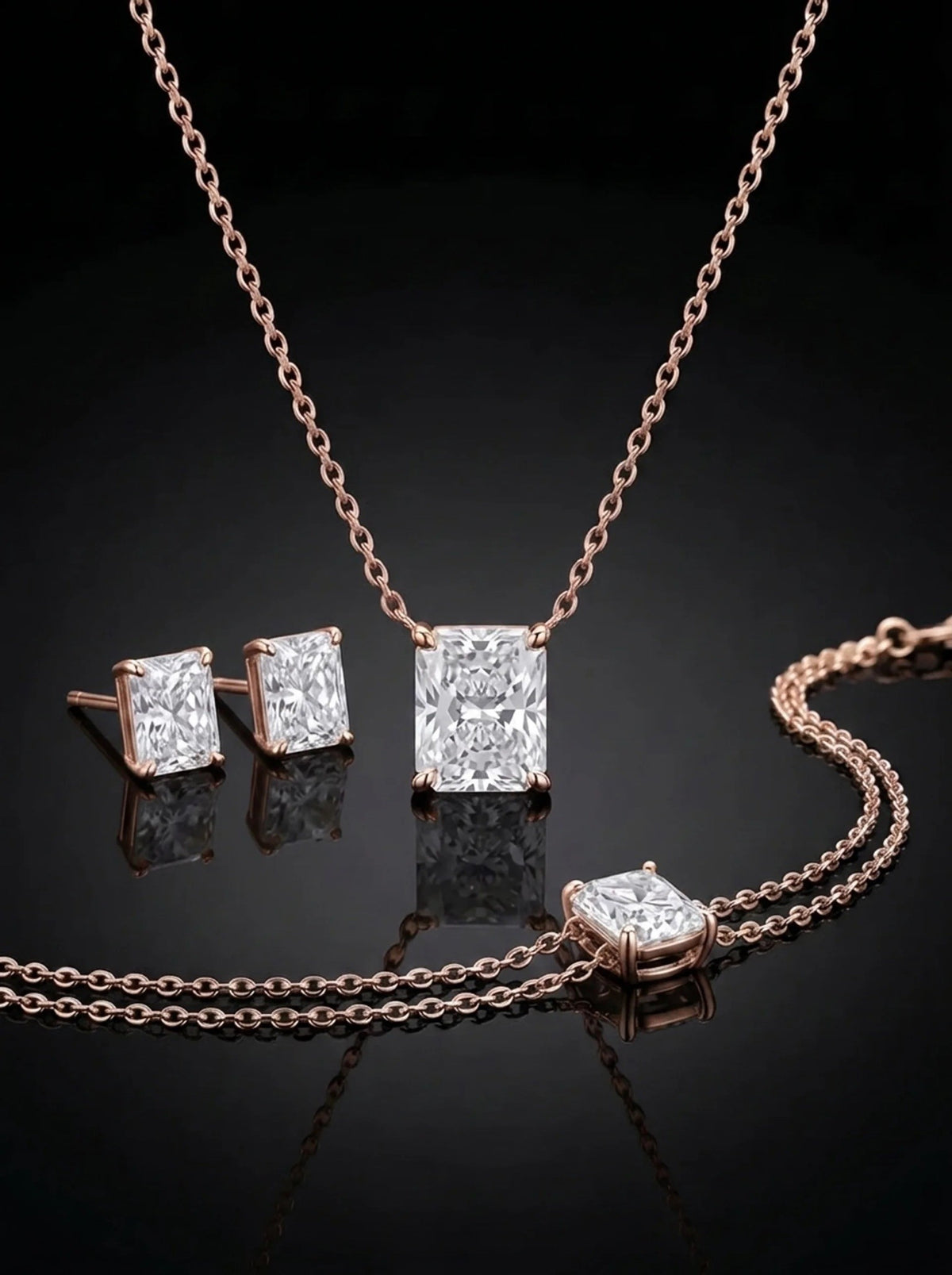 Diamond Set - Radiant, Rose Gold
