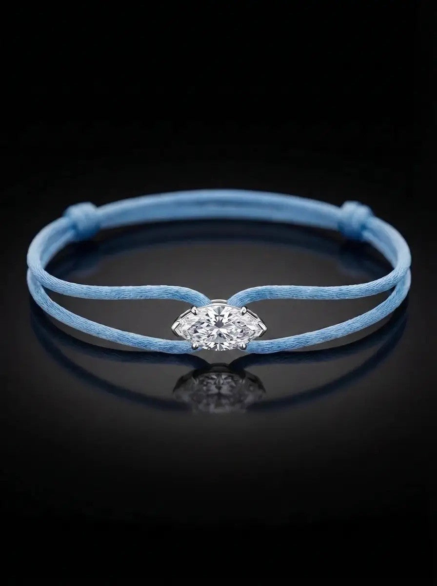 Diamond Satin Bracelet - Marquise, Blue