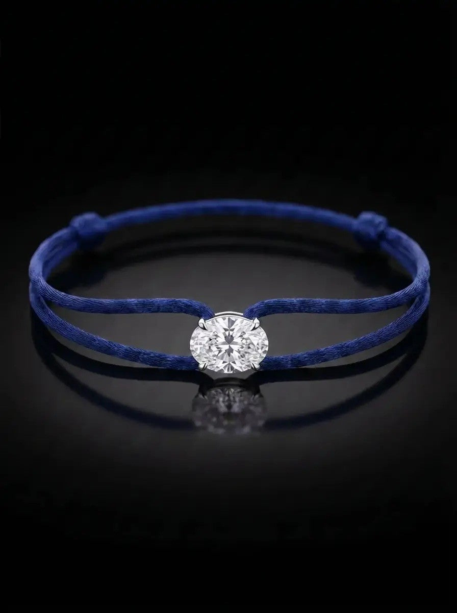 Diamond Satin Bracelet - Oval, Dark Blue