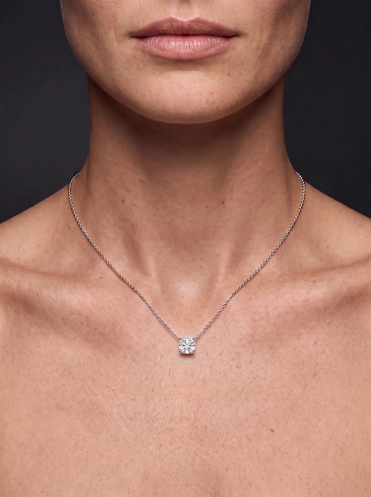 Diamond Necklace - Cushion - One Carat - 4