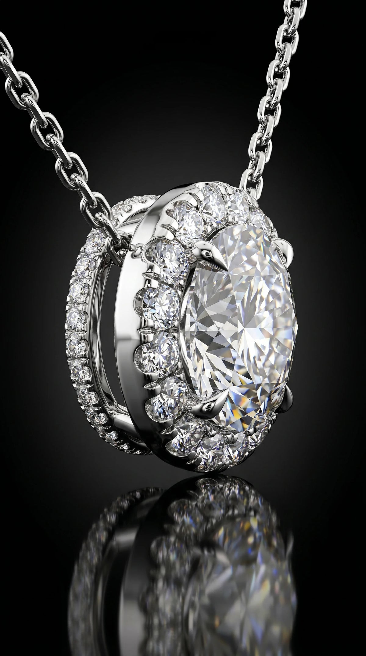 Round Necklace with Small Halo - 2