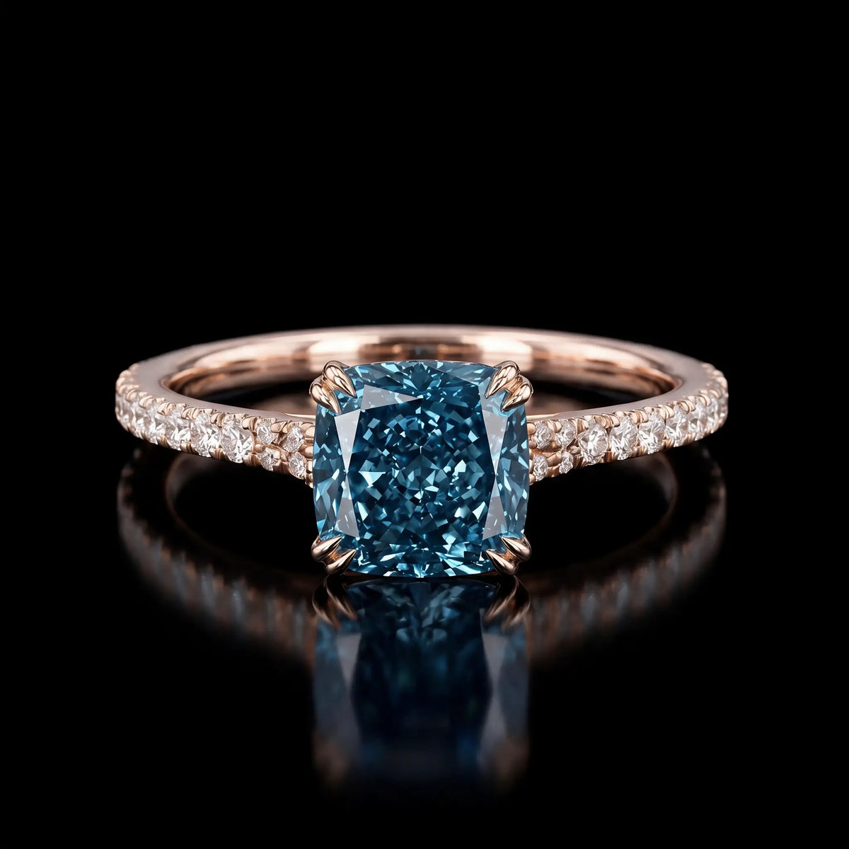 Cushion Blue Diamond Ring