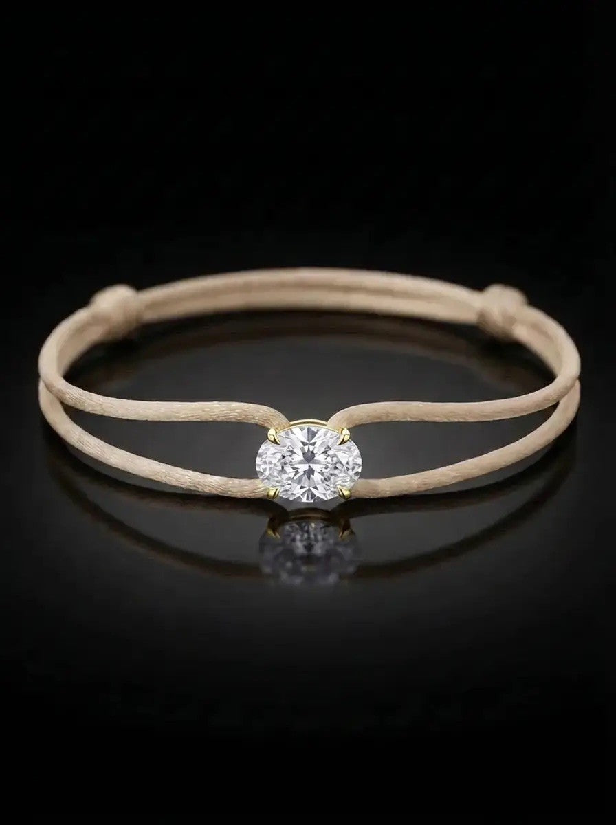 Diamond Satin Bracelet - Oval, Ivory