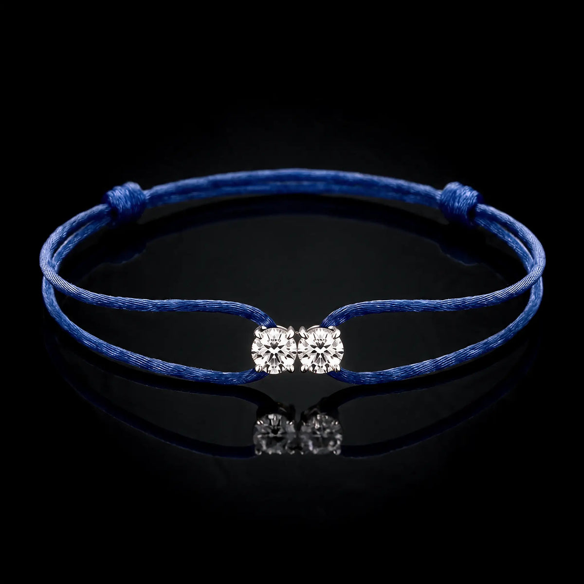 Diamond Satin Bracelet - Two Diamonds - Round & Round