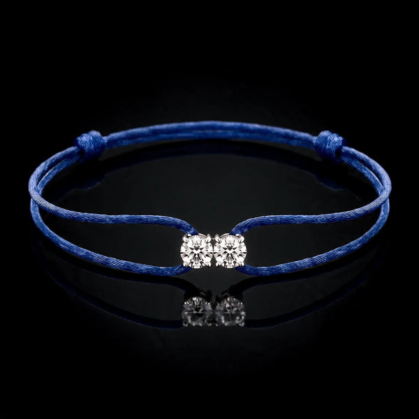 Diamond Satin Bracelet - Two Diamonds - Round & Round
