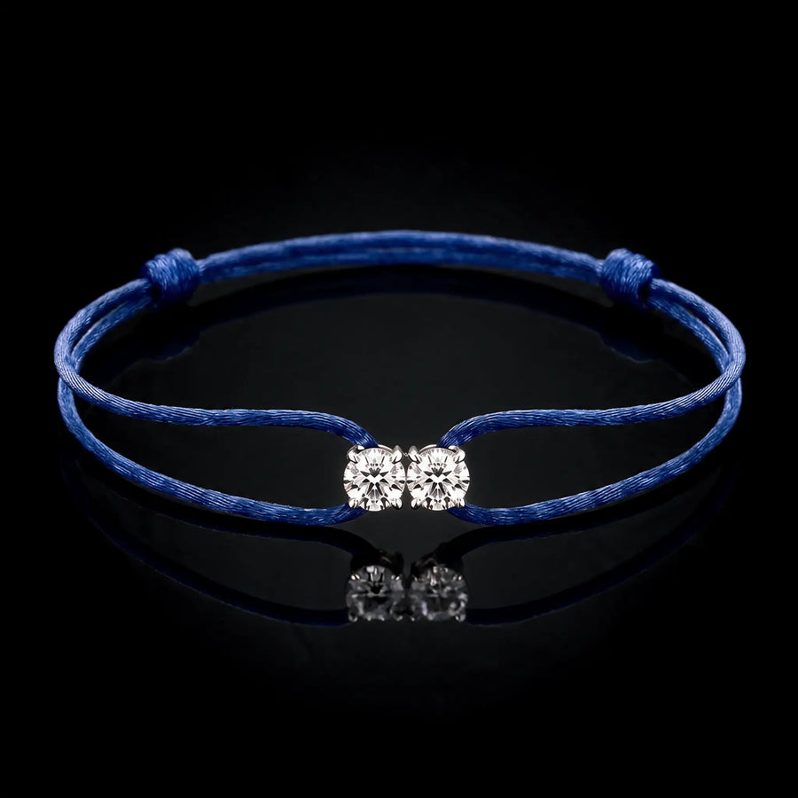 Diamond Satin Bracelet - Two Diamonds - Round & Round