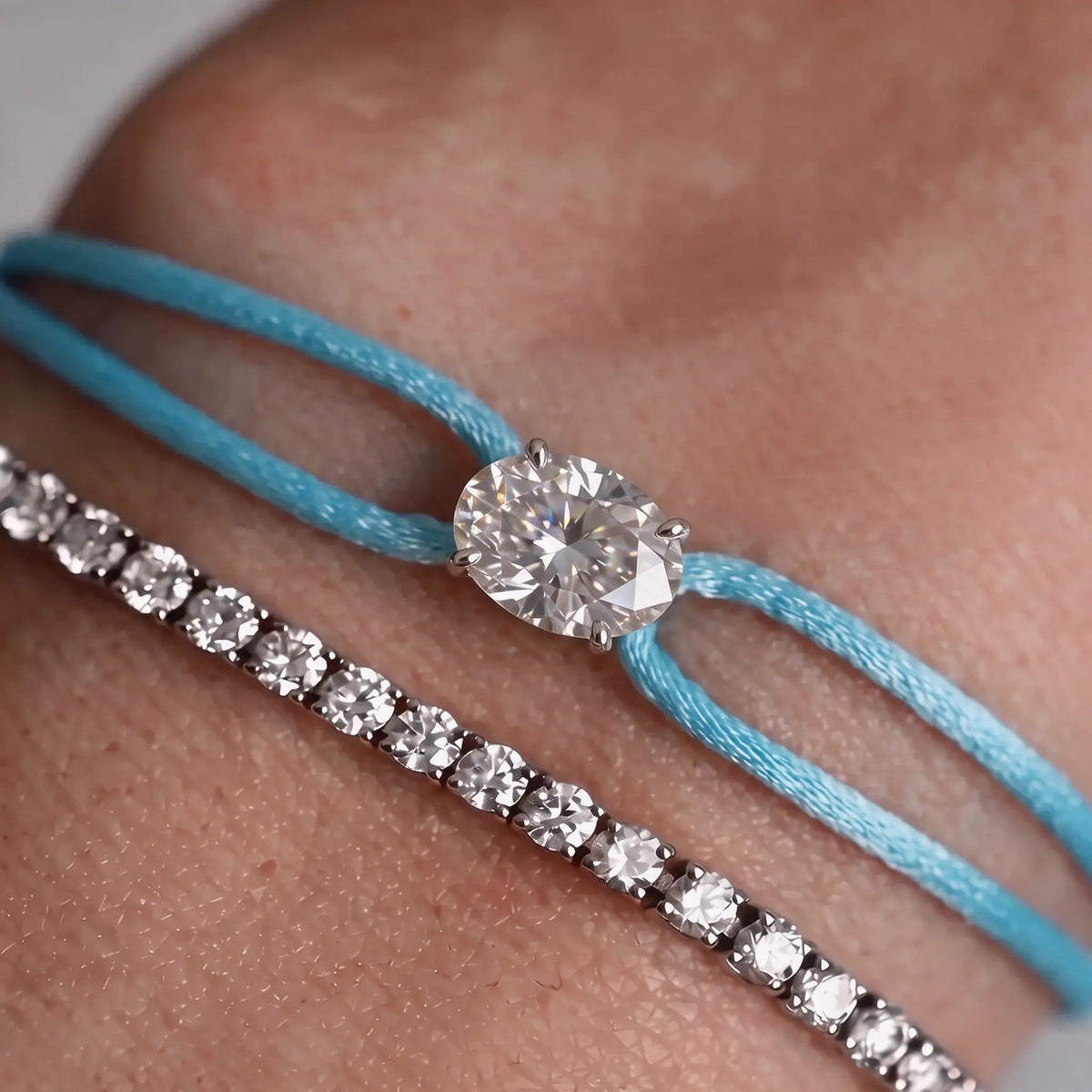 Diamond Satin Bracelet - Oval, Blue
