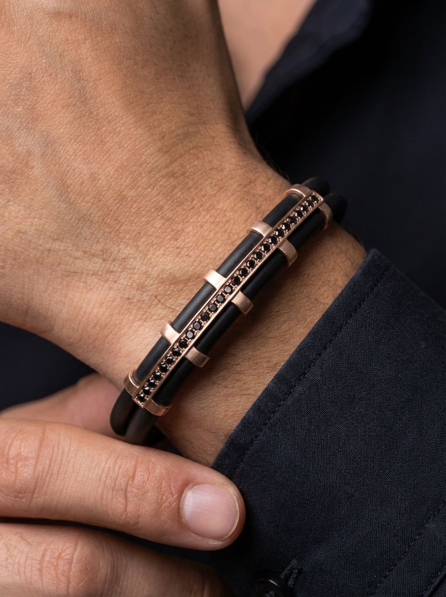 Diamond Rubber Bracelet - Rose Gold - 3