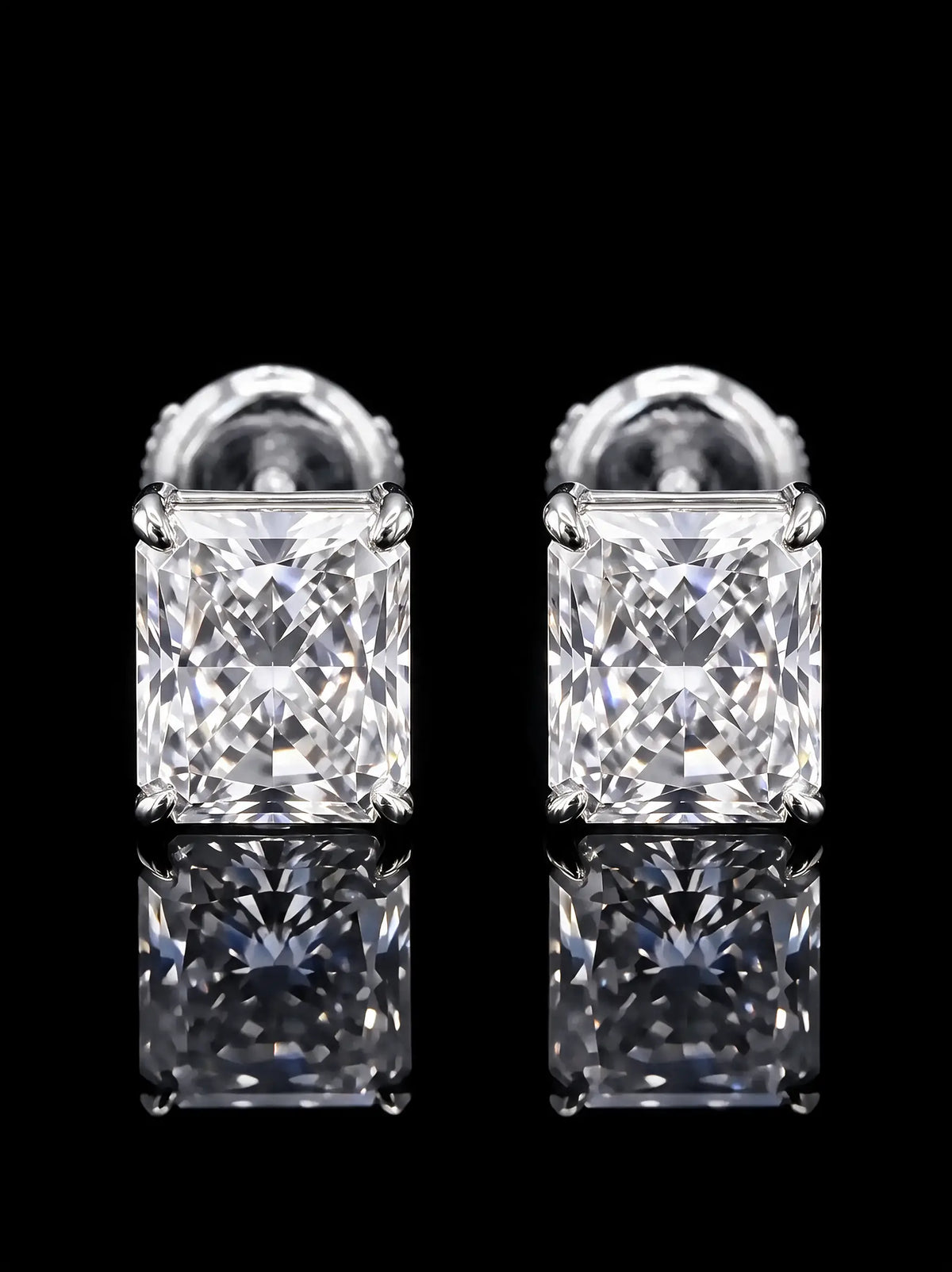 Diamond Studs - Radiant - One Carat, White Gold