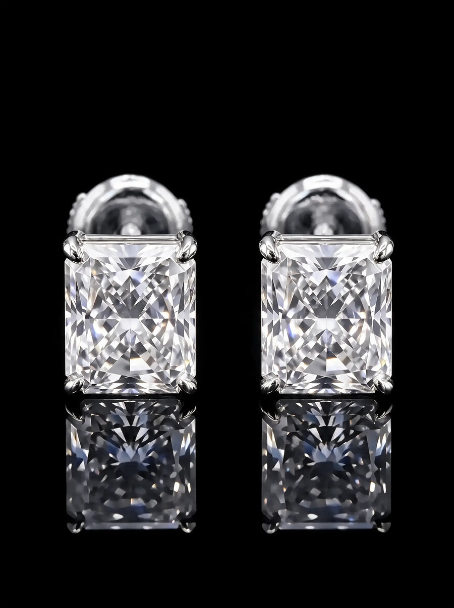 Diamond Studs - Radiant - One Carat, White Gold