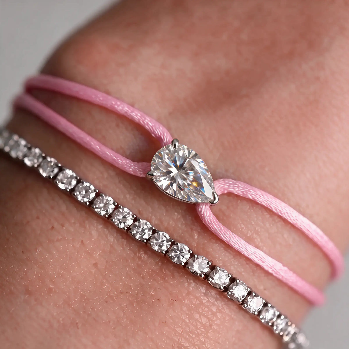 Diamond Satin Bracelet - Pear, Pink