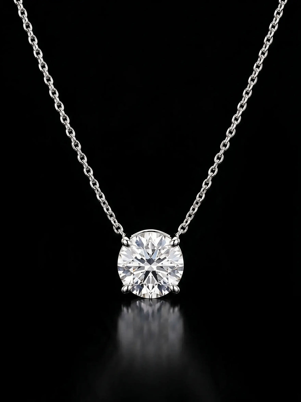 Diamond Necklace - Round - One Carat, White Gold