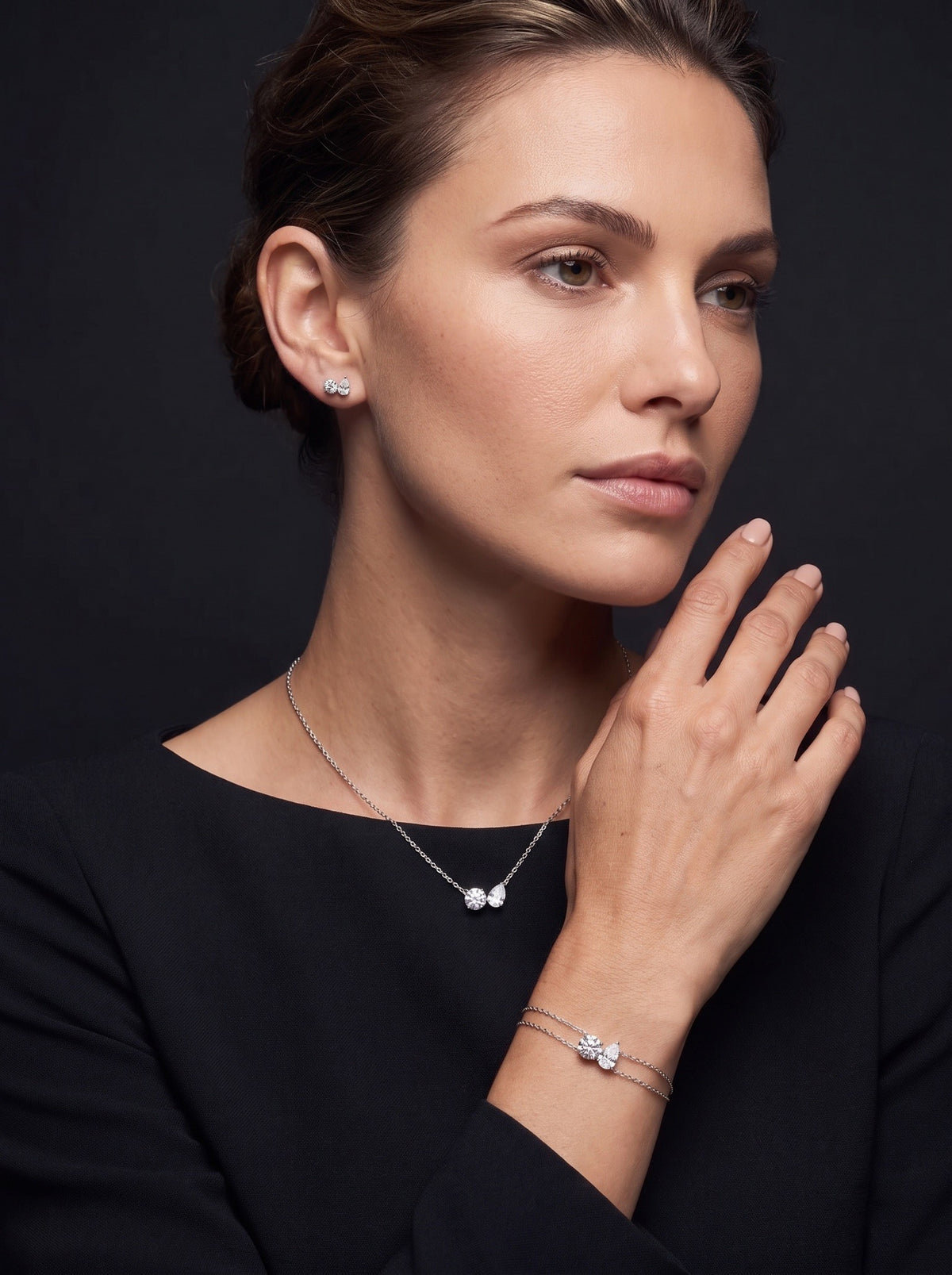 Diamond Set - Two Diamonds - Round & Pear - 4