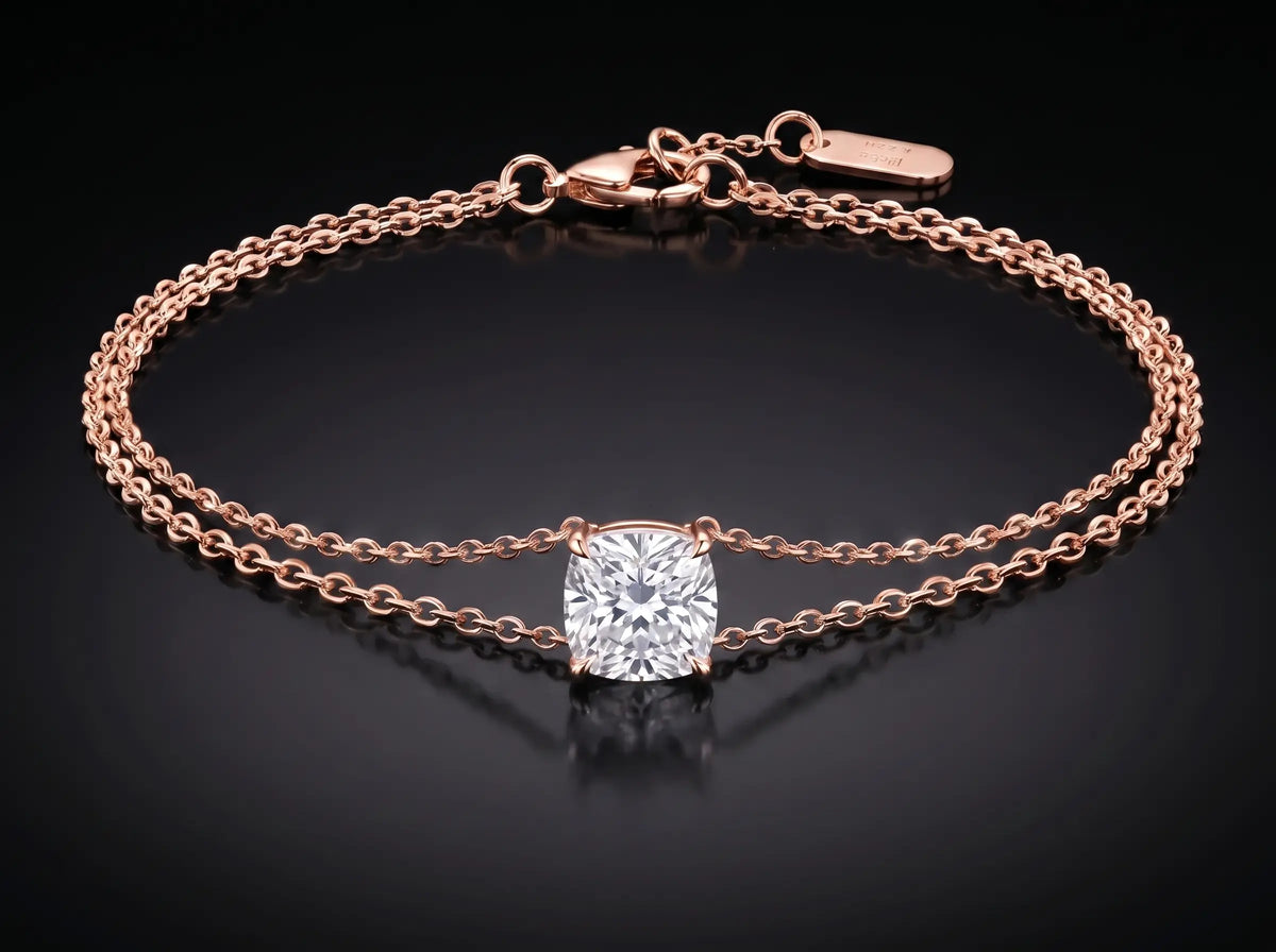 Diamond Bracelet - Cushion, Rose Gold