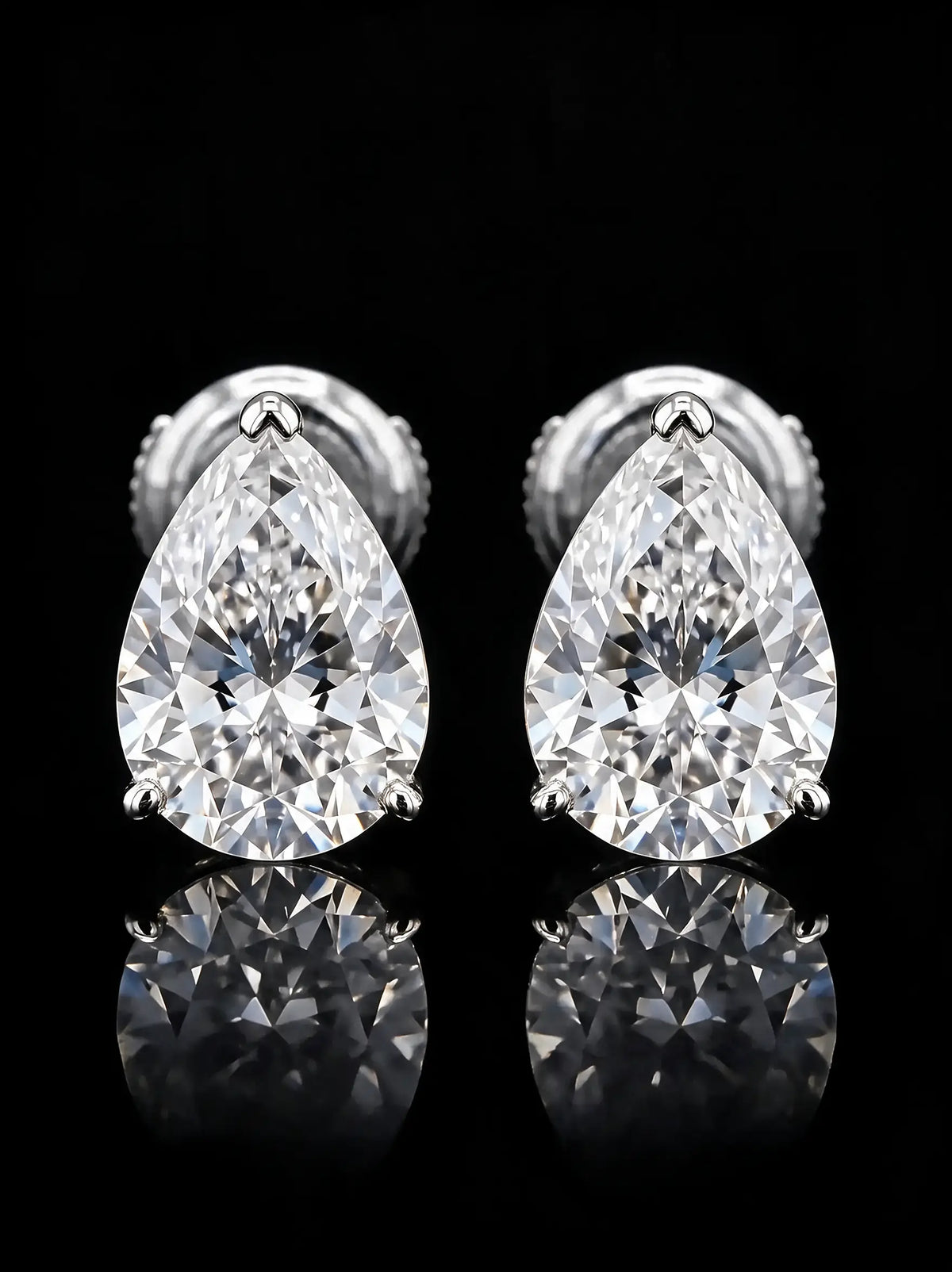 Diamond Studs - Pear - One Carat, White Gold