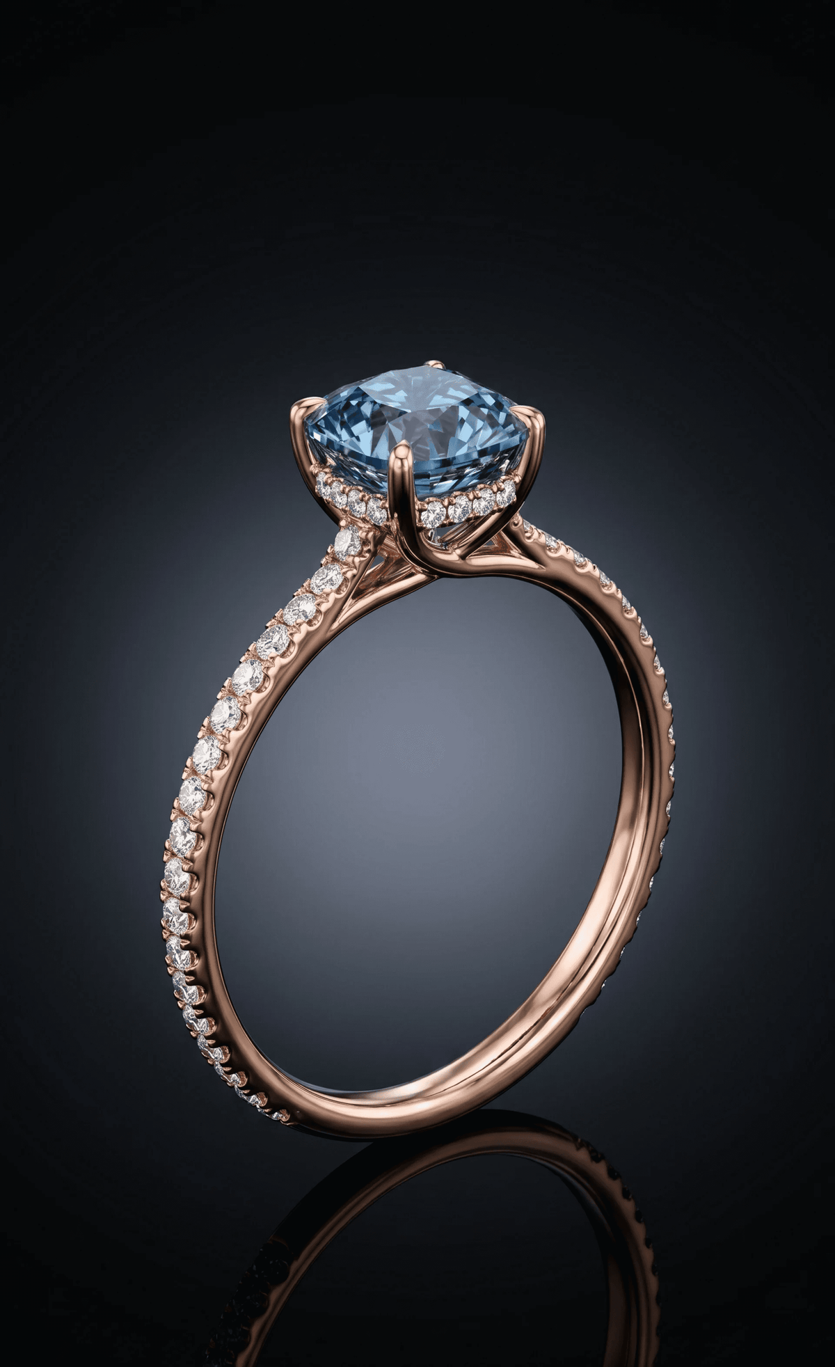 Cushion Blue Diamond Ring - 2